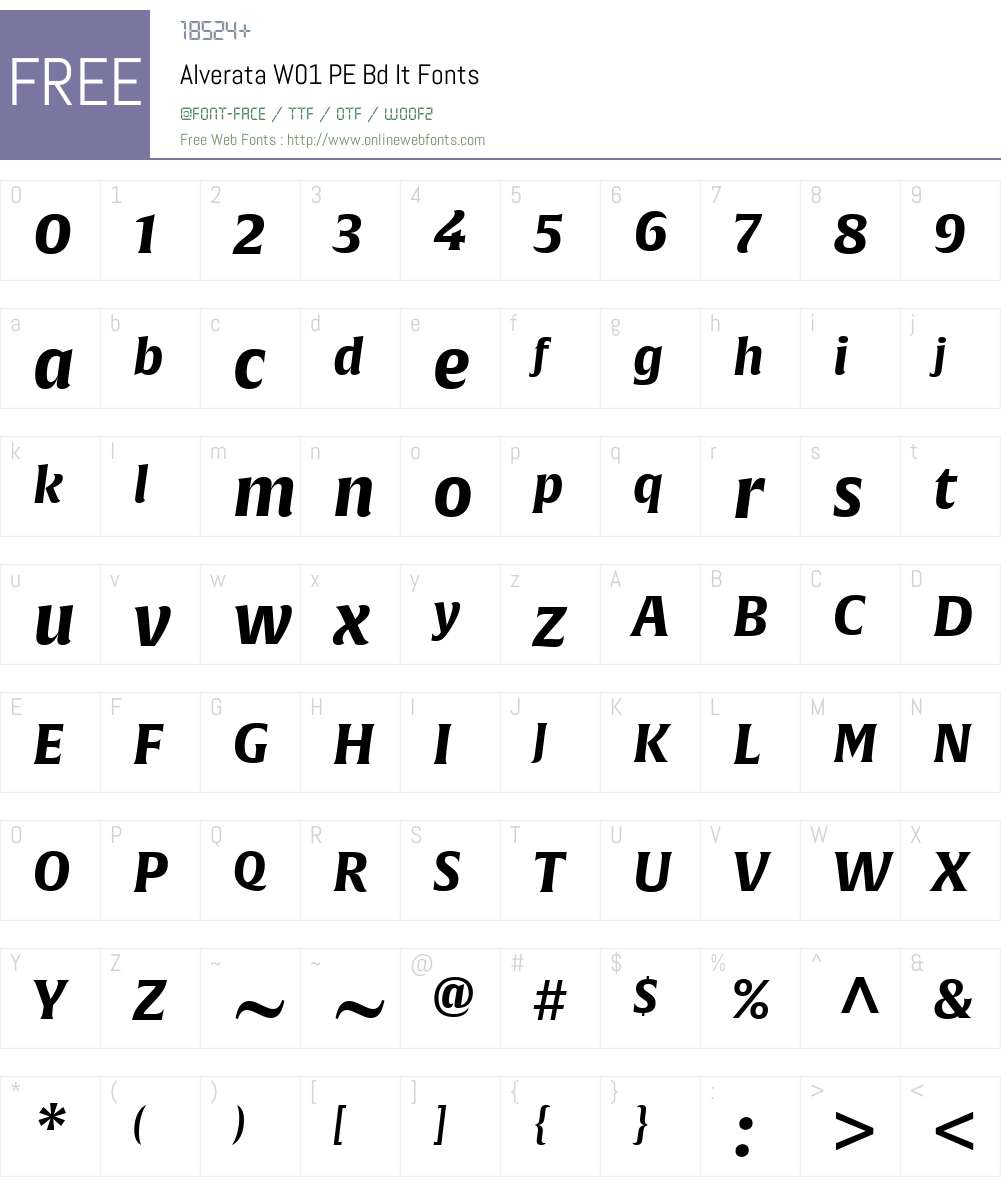 AlverataW01-PEBdIt Font Screenshots