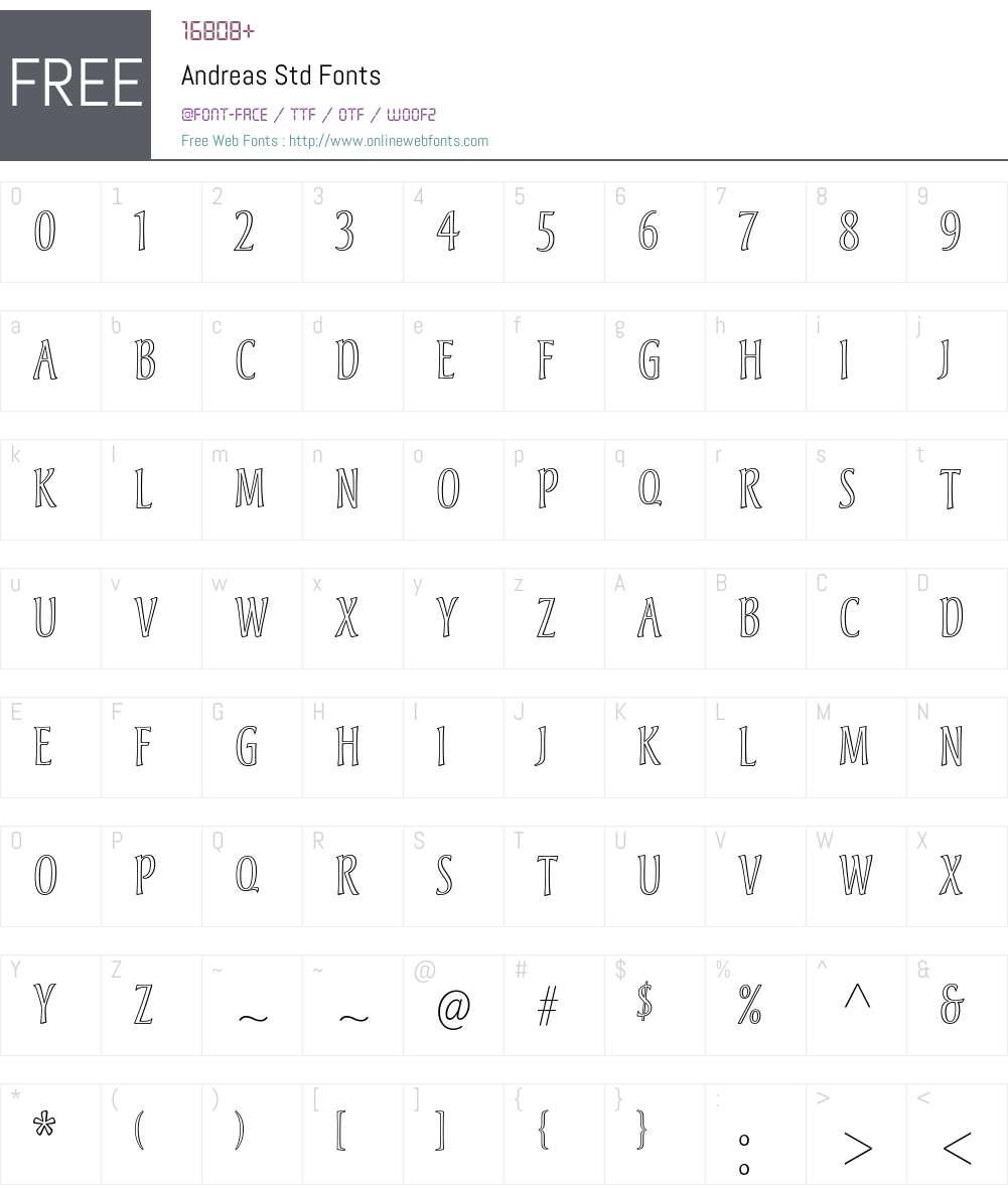 Andreas Std Font Screenshots