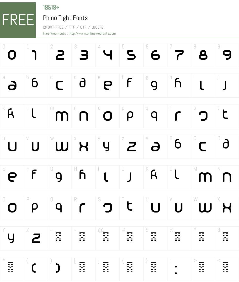 Phino Tight Font Screenshots