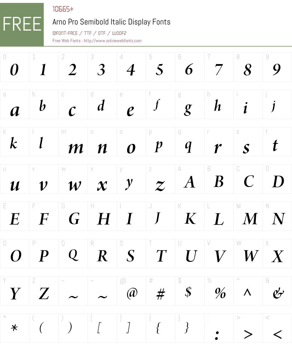 Arno Pro Font Screenshots