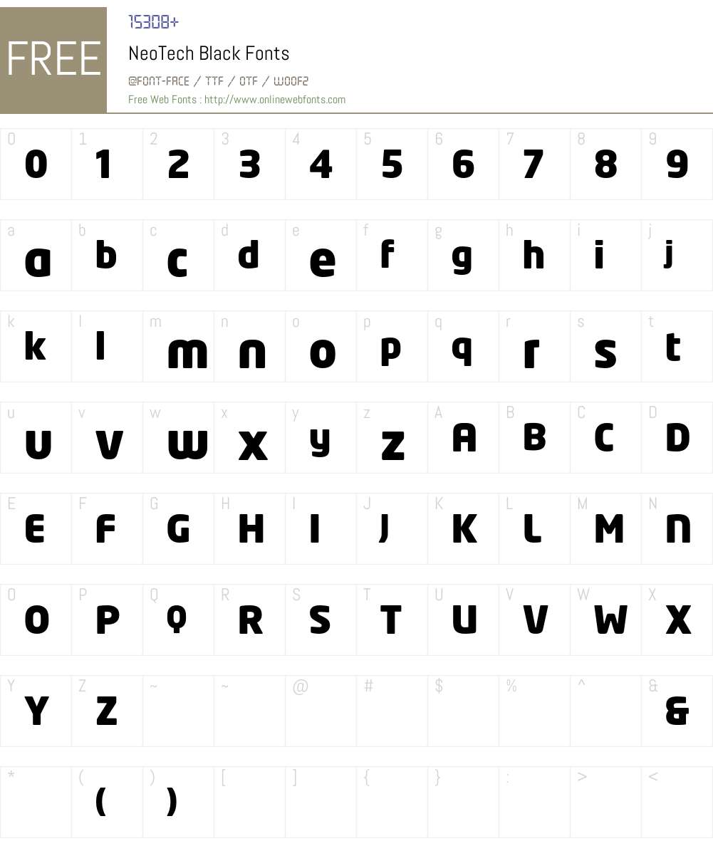 NeoTech Font Screenshots