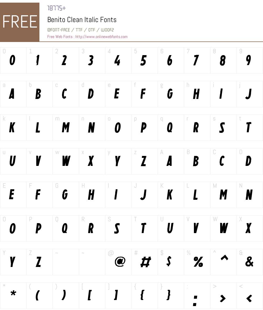 Benito Clean Italic Font Screenshots