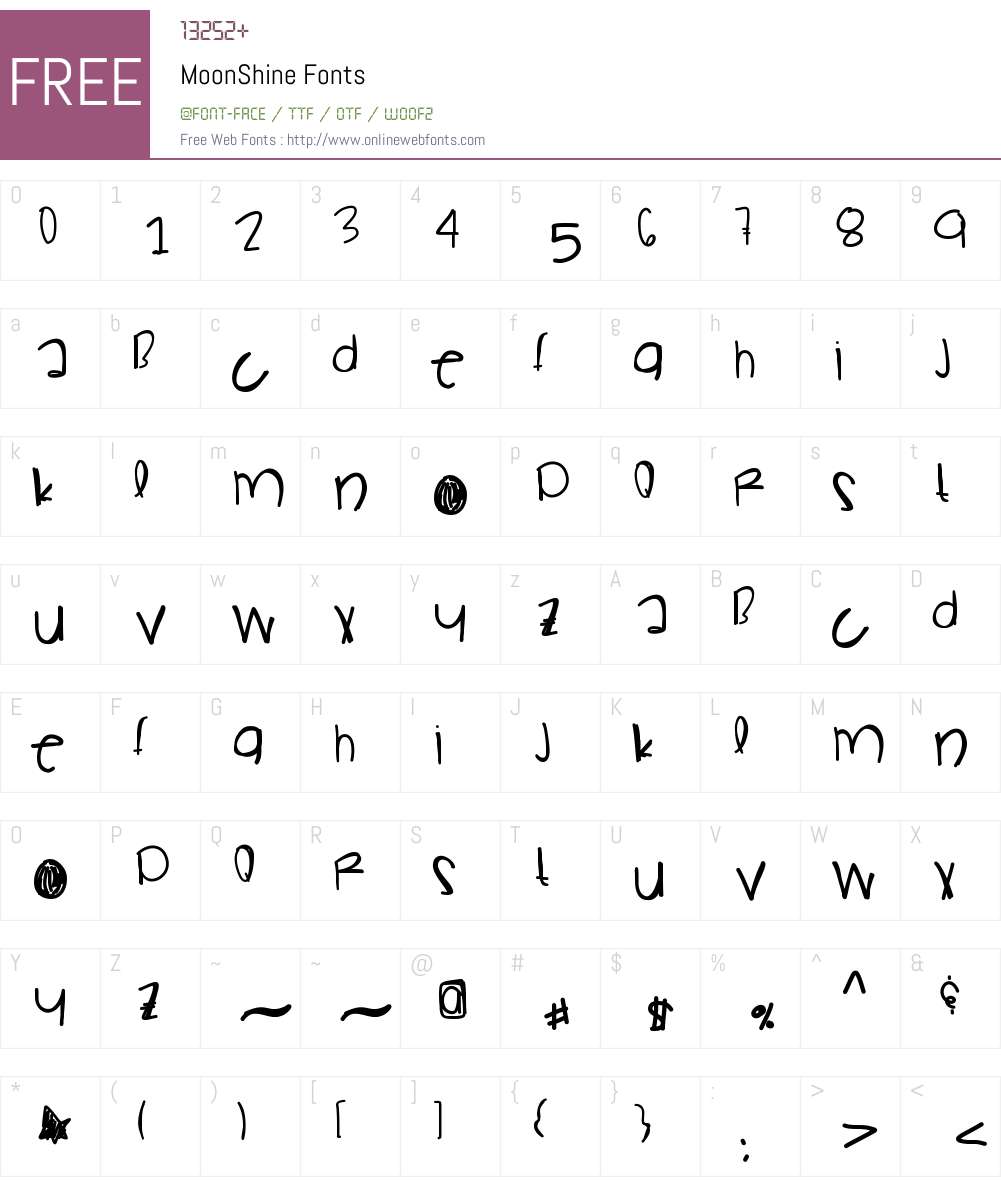 MoonShine Font Screenshots