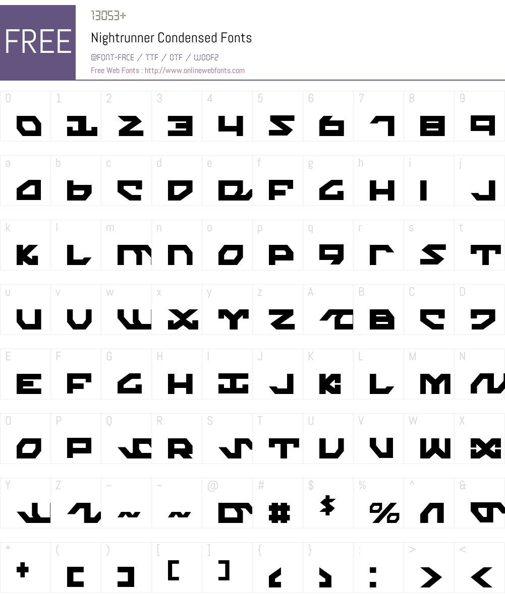 Nightrunner Condensed Font Screenshots