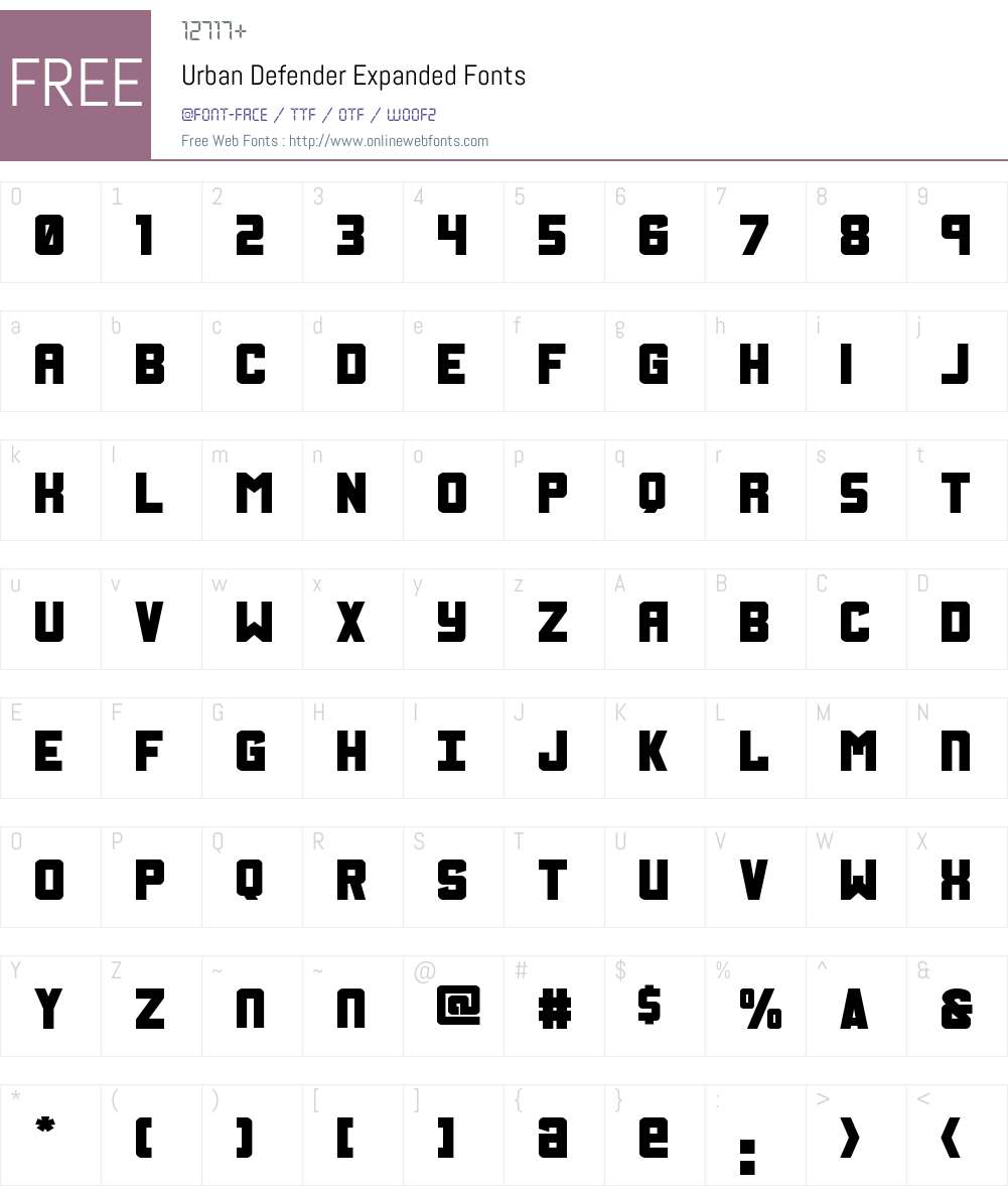 Urban Defender Expanded Font Screenshots