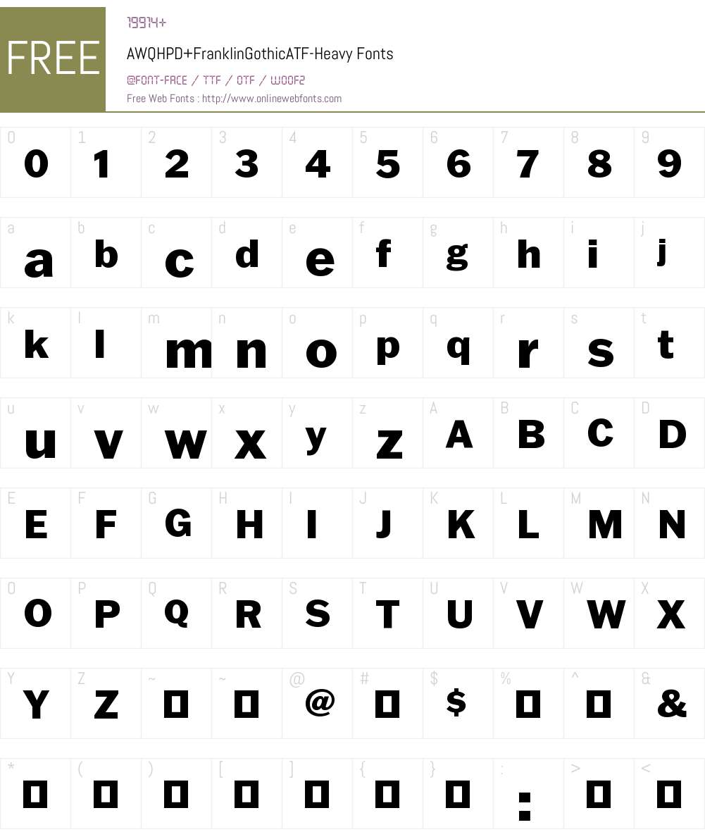 AWQHPD+FranklinGothicATF-Heavy Font Screenshots