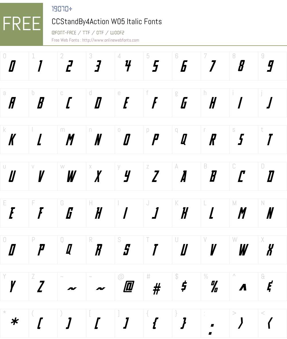 CCStandBy4ActionW05-Italic Font Screenshots