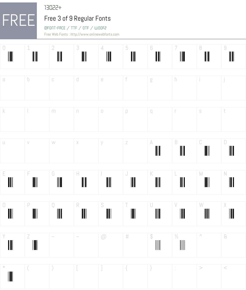 Free 3 of 9 Font Screenshots