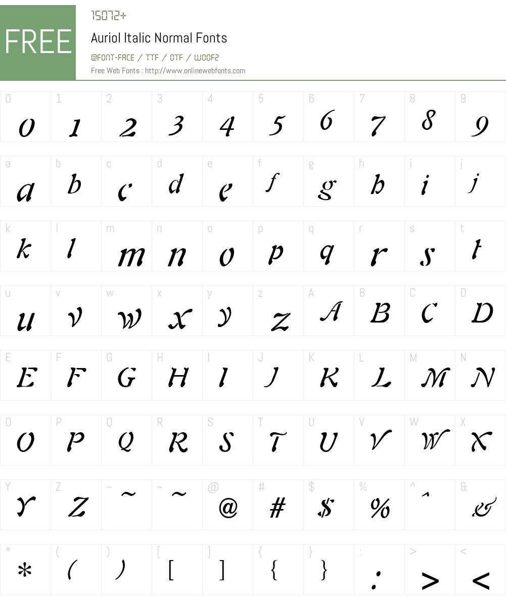 Auriol Italic Font Screenshots