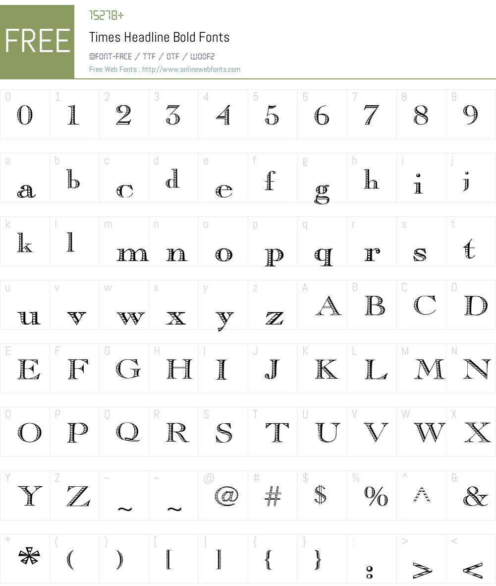 Times Headline Font Screenshots