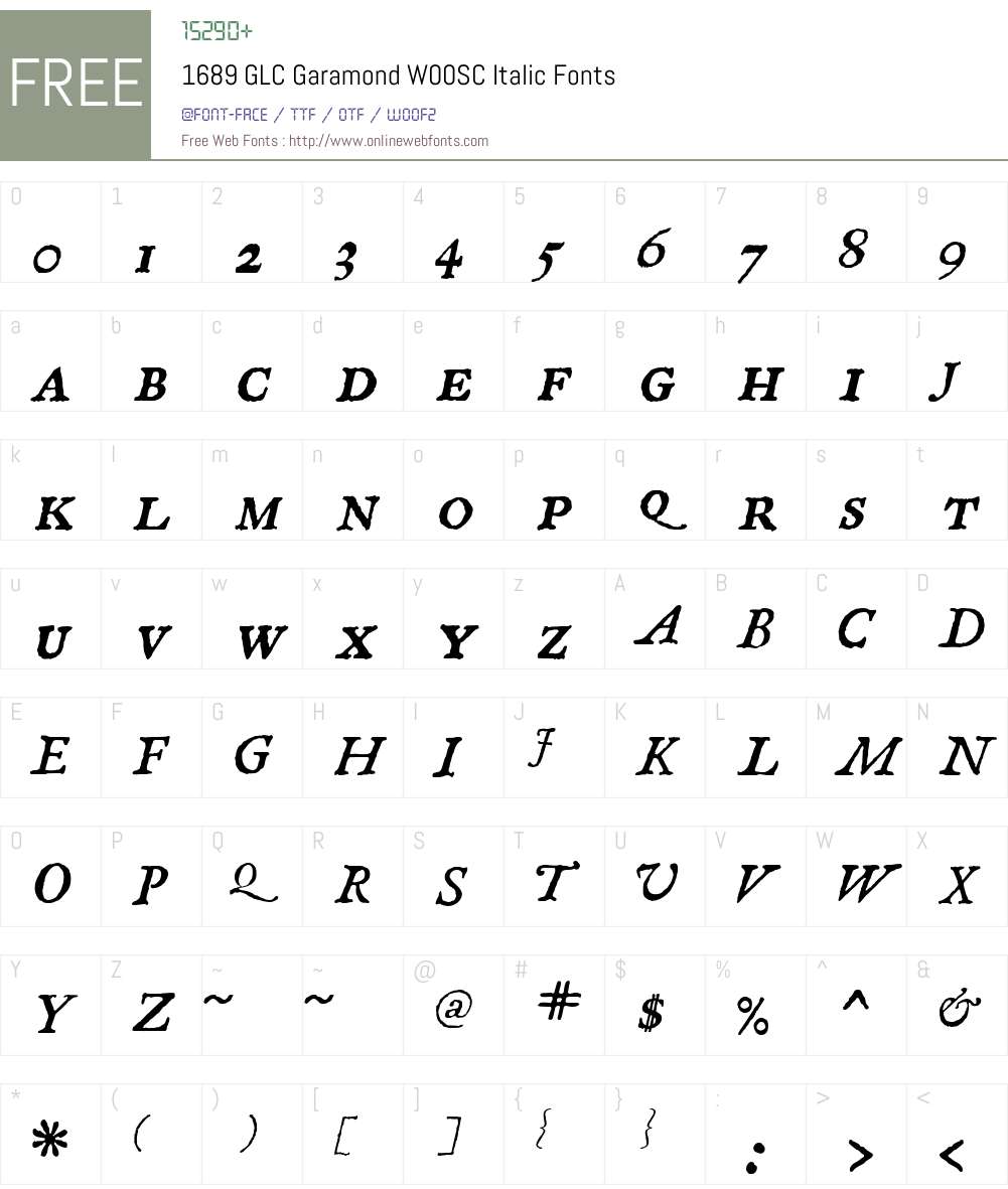 1689GLCGaramondW00SC-It Font Screenshots
