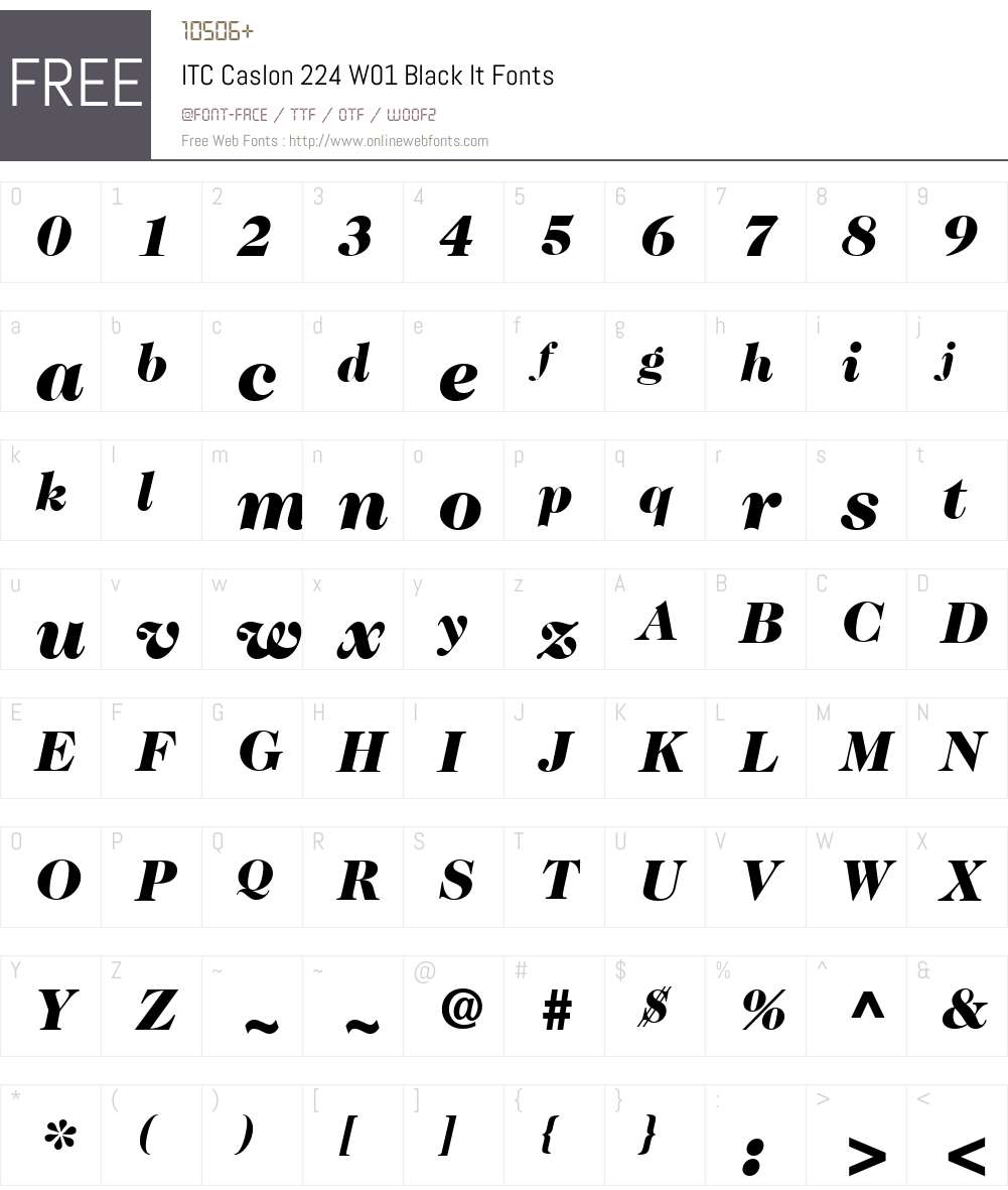 ITCCaslon224W01-BlackItalic Font Screenshots