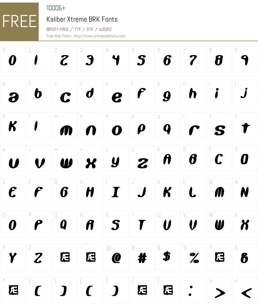 Kaliber Xtreme BRK Font Screenshots