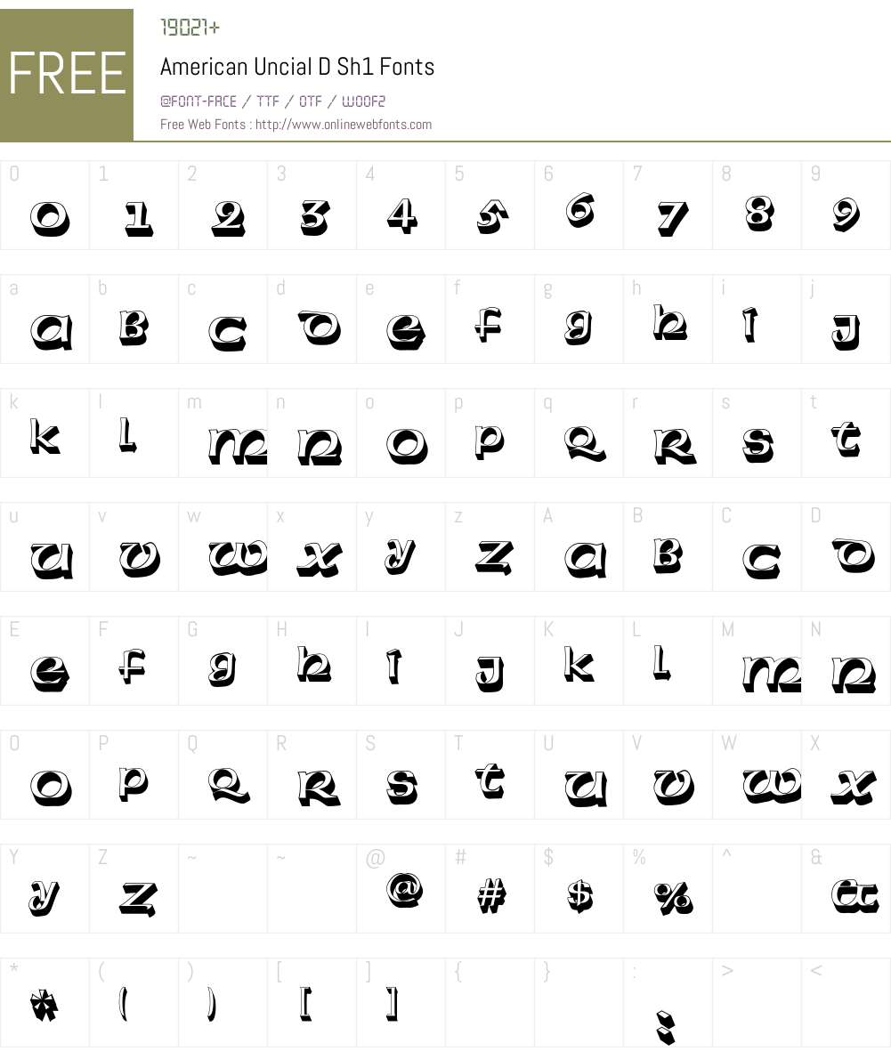 American Uncial D Sh1 Font Screenshots
