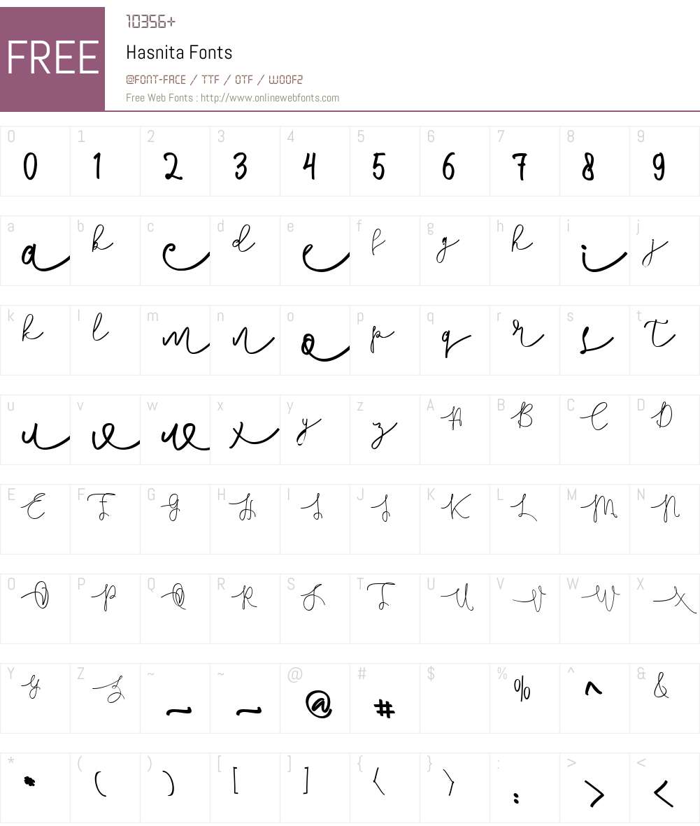 Hasnita Font Screenshots