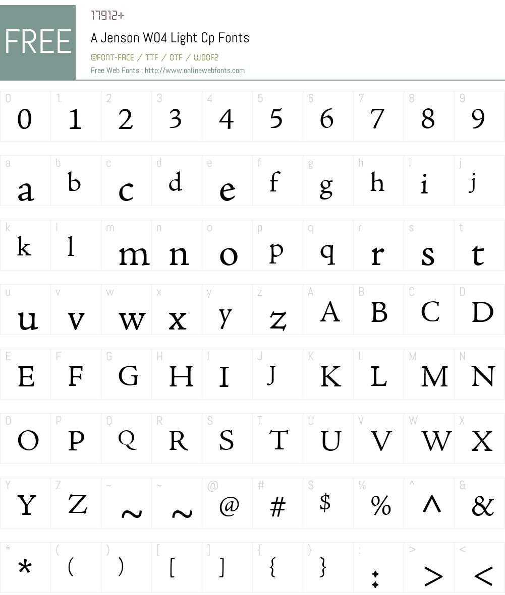 AJensonW04-LightCp Font Screenshots