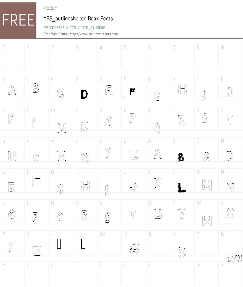 YES_outlineshaken Font Screenshots