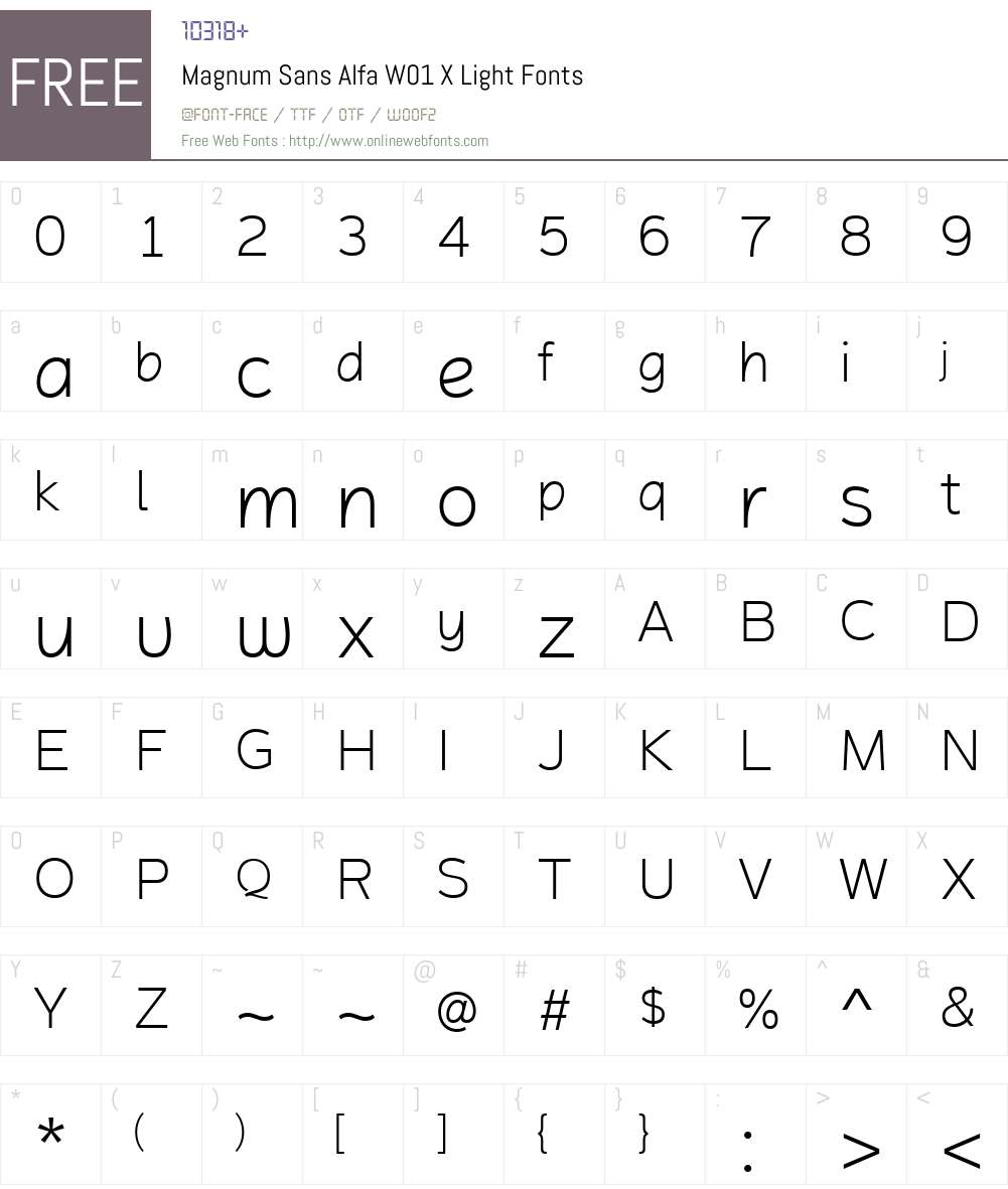 MagnumSansAlfaW01-XtraLight Font Screenshots