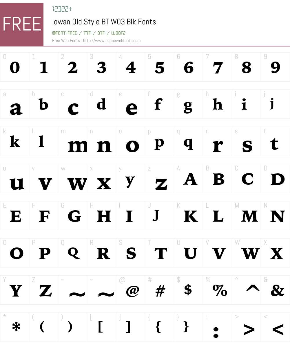 Iowan Old Style BT Font Screenshots
