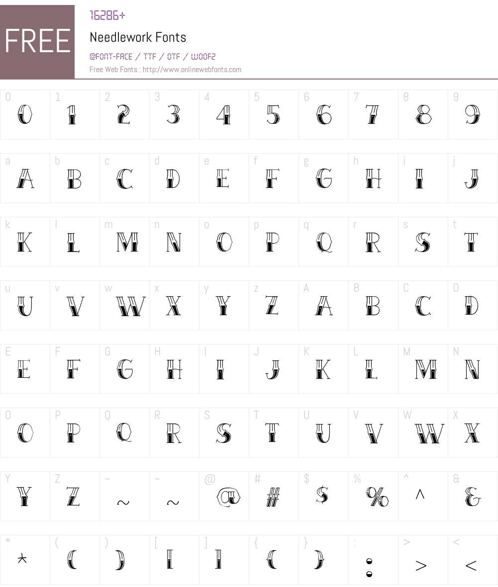 Needlework Font Needlework 1.001;Fontself Maker 3.5.9 Fonts Free Download ...