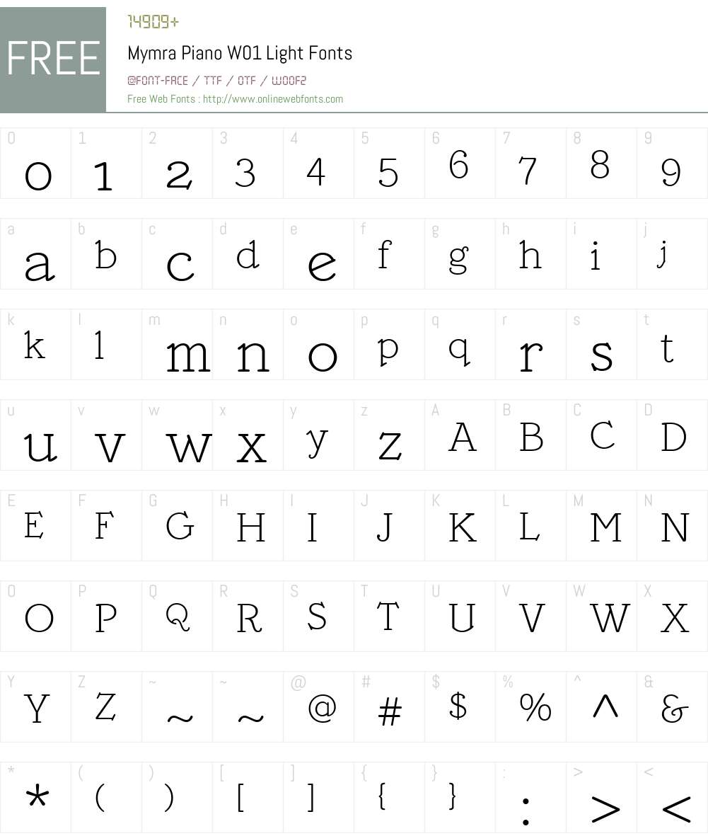 MymraPianoW01-Light Font Screenshots