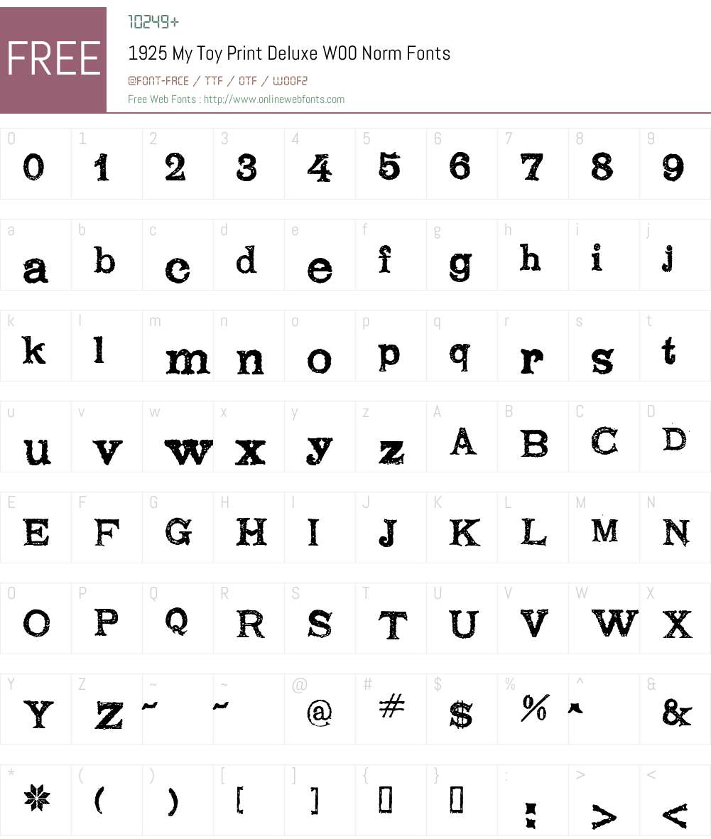 1925MyToyPrintDeluxeW-Norm Font Screenshots