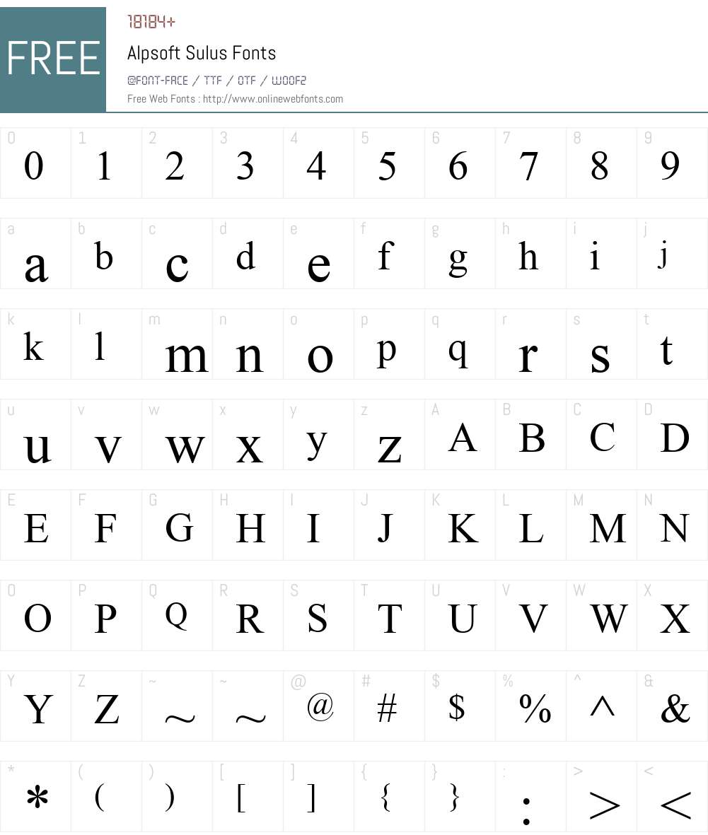 Alpsoft Sulus Font Screenshots