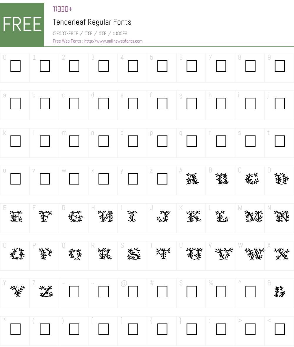 Tenderleaf Font Screenshots