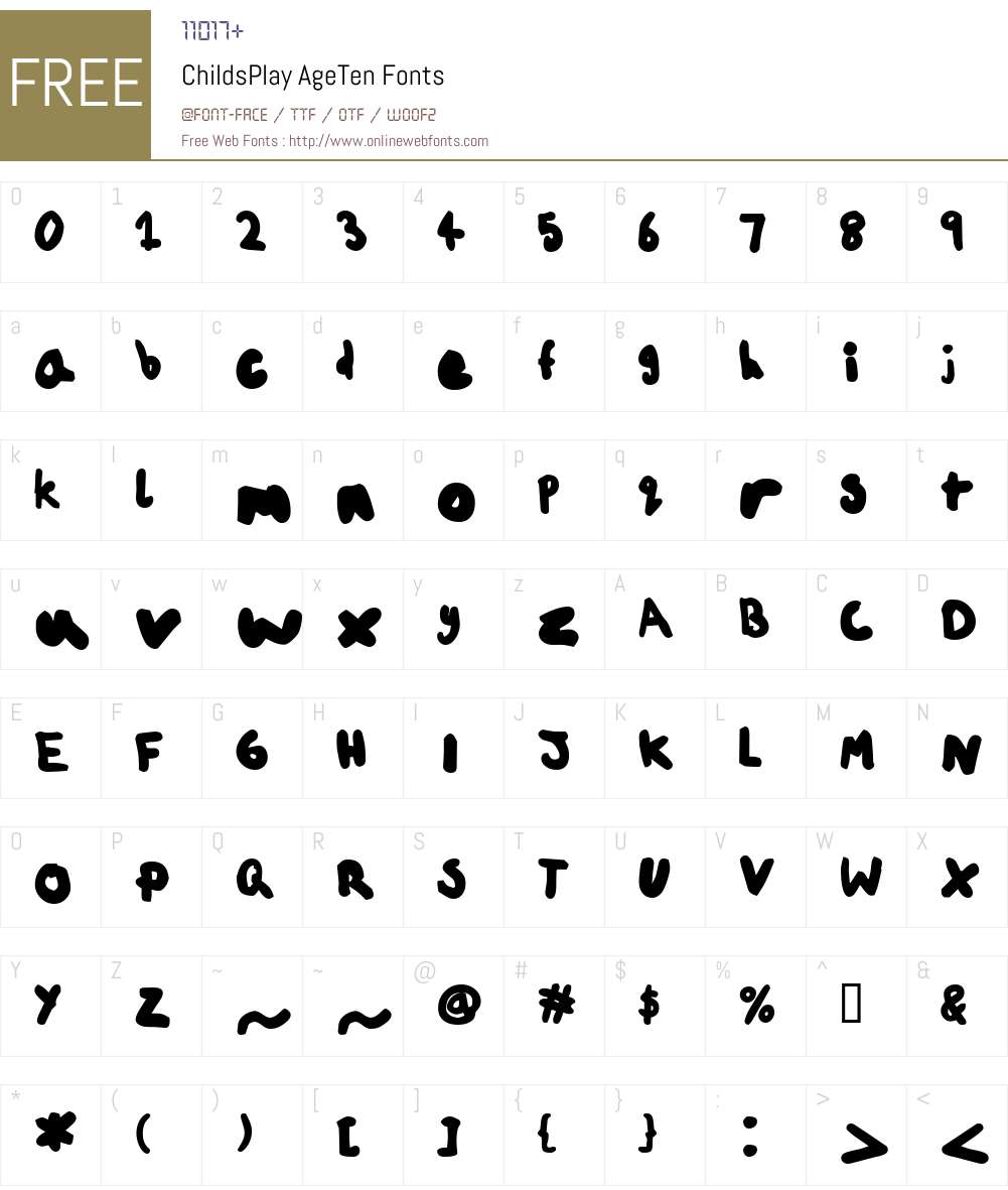 ChildsPlay Font Screenshots