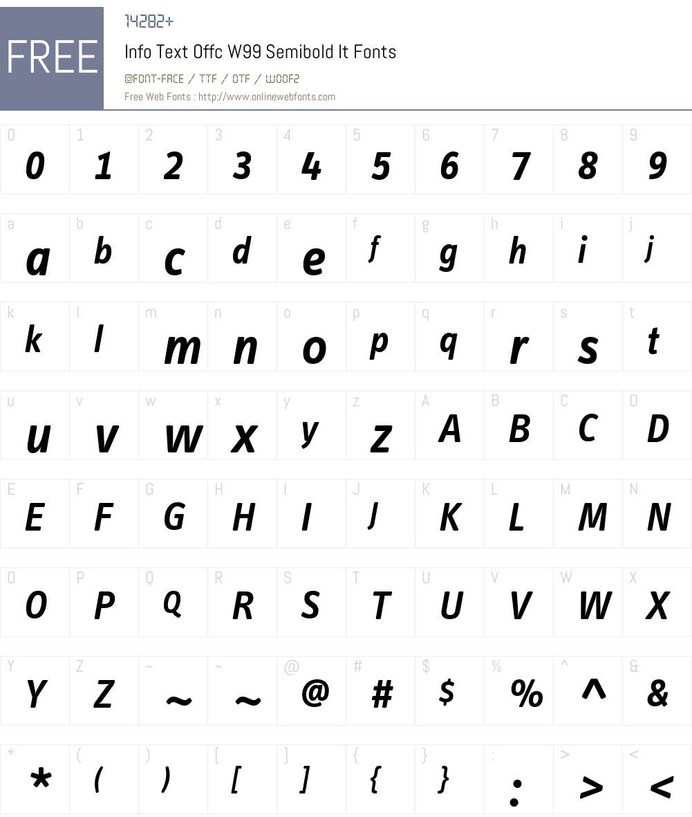 InfoTextOffcW99-SemiboldIt Font Screenshots