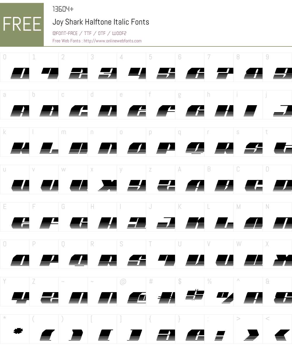 Joy Shark Halftone Italic Font Screenshots