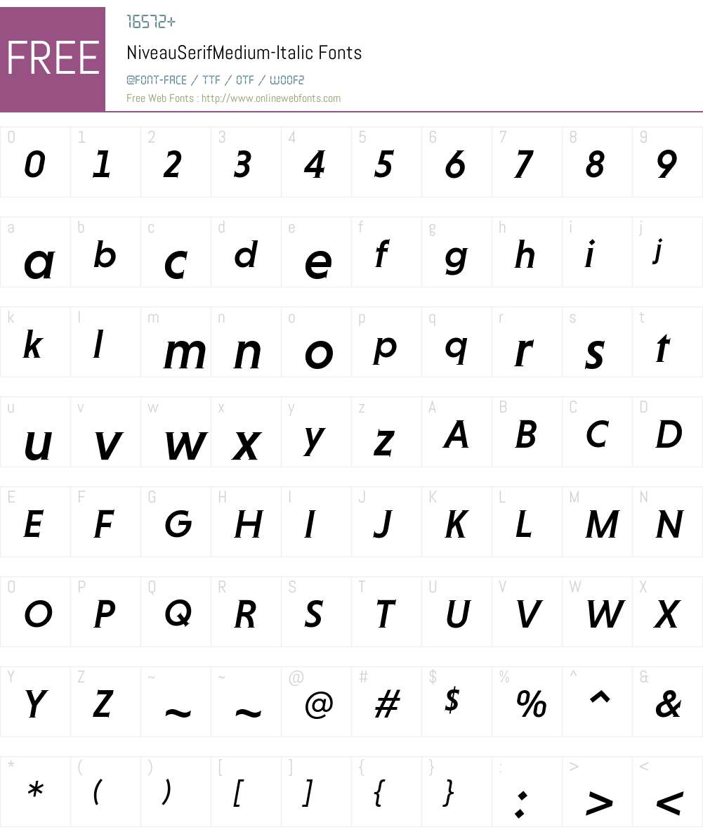 Niveau Serif Medium Font Screenshots