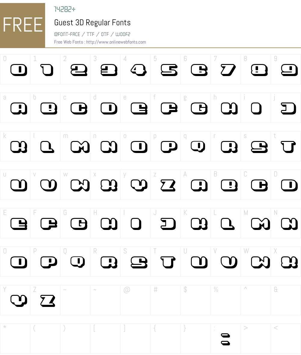 Guest 3D Font Screenshots