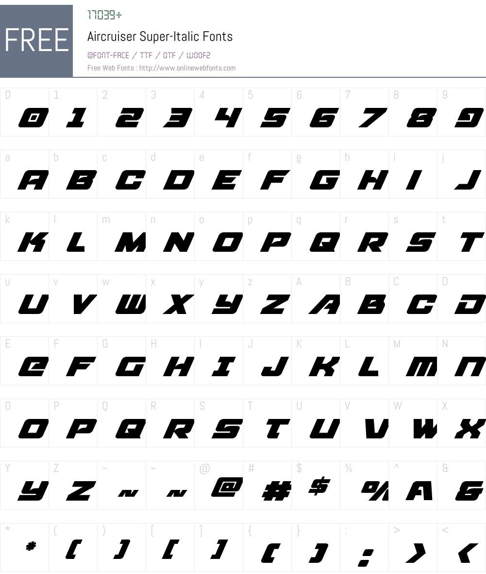Aircruiser Super-Italic Font Screenshots