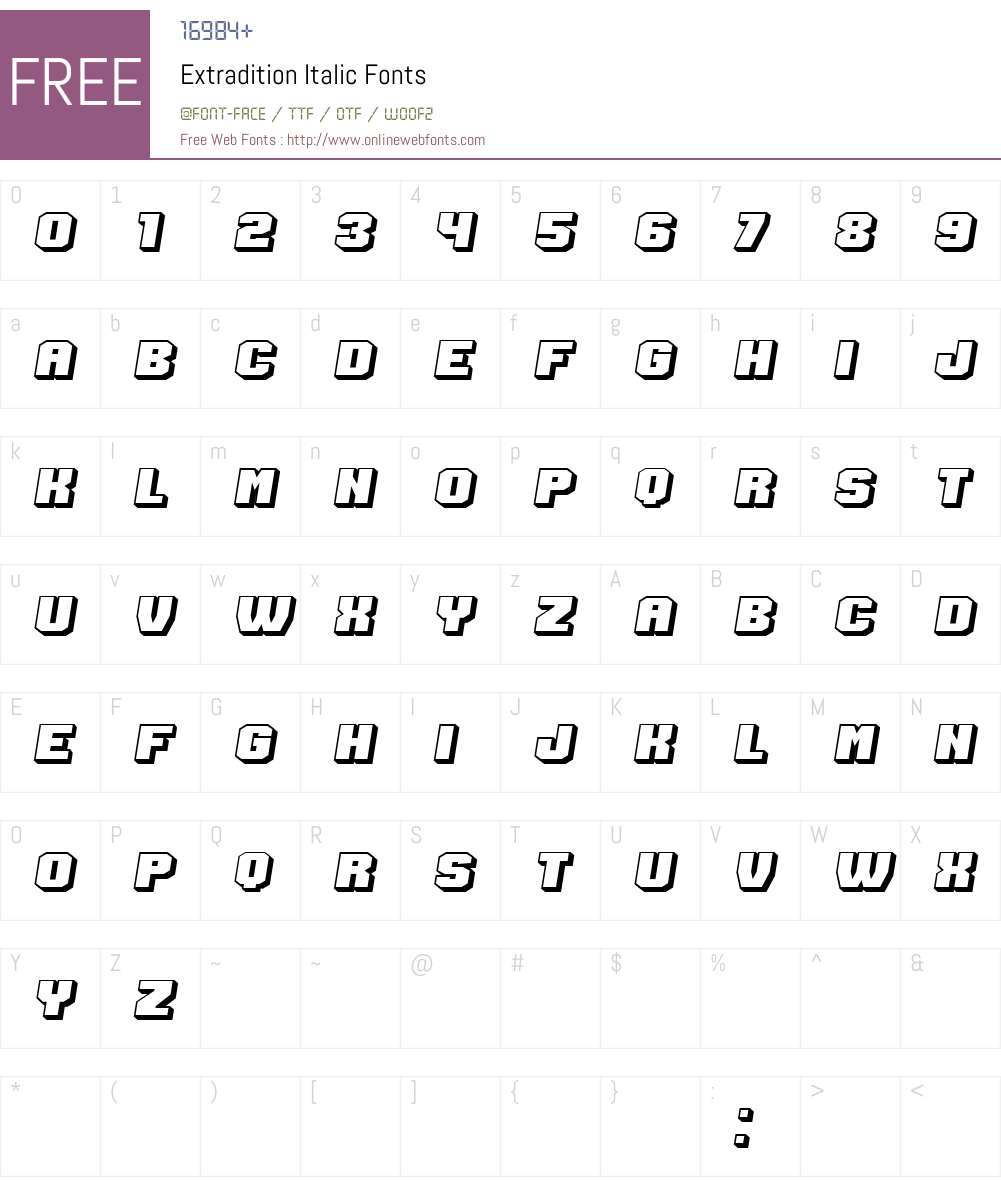 Extradition Font Screenshots