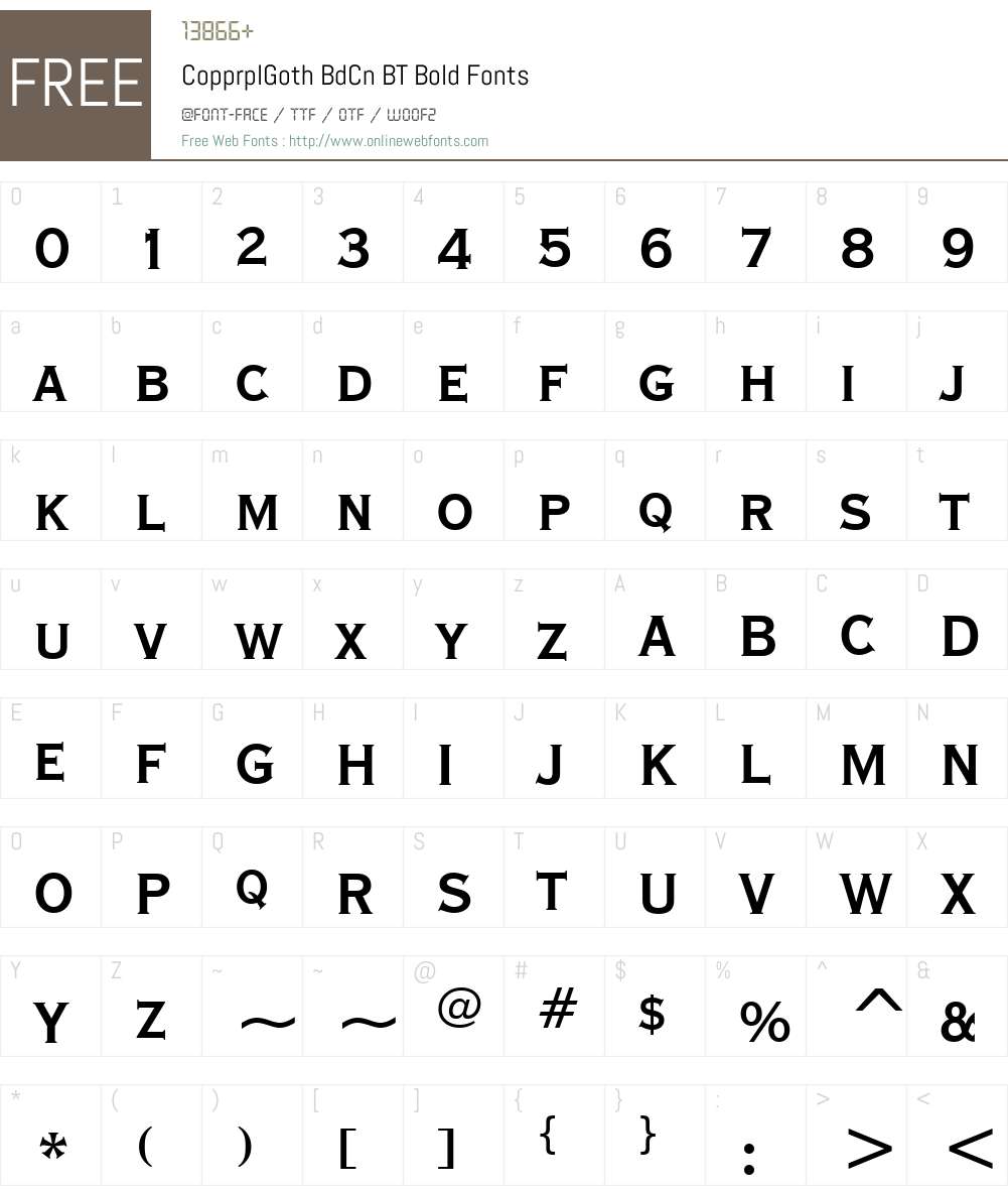 CopprplGoth BdCn BT Font Screenshots