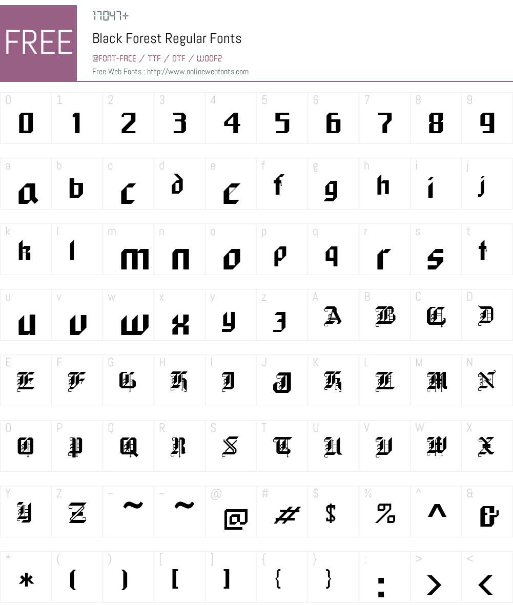Black Forest Font Screenshots