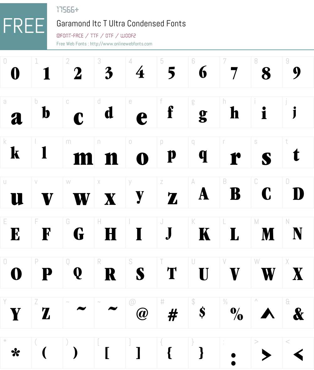 GaramItcTUltCon Font Screenshots