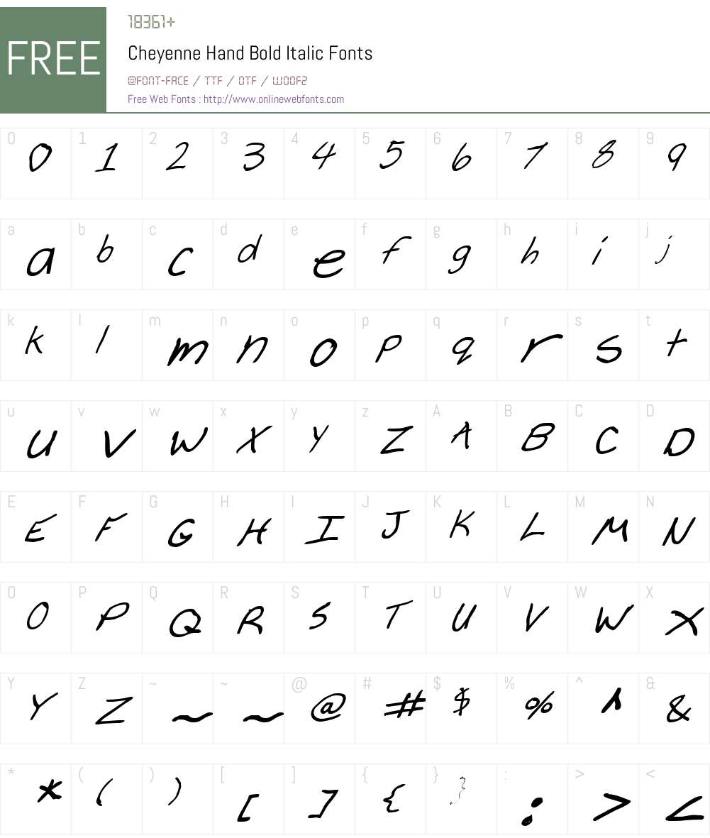 Cheyenne Hand Bold Italic Font Screenshots