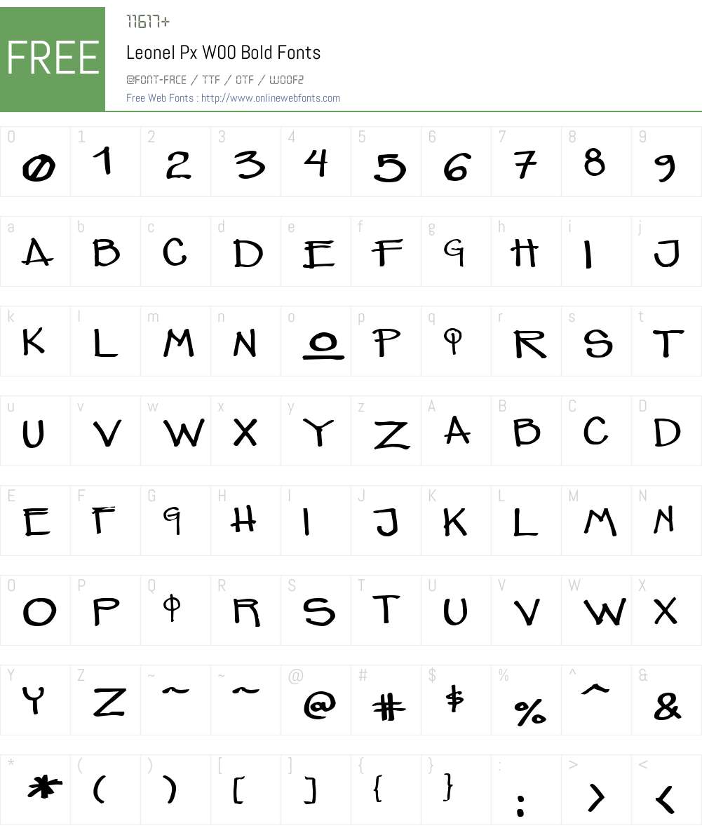 LeonelPxW00-Bold Font Screenshots