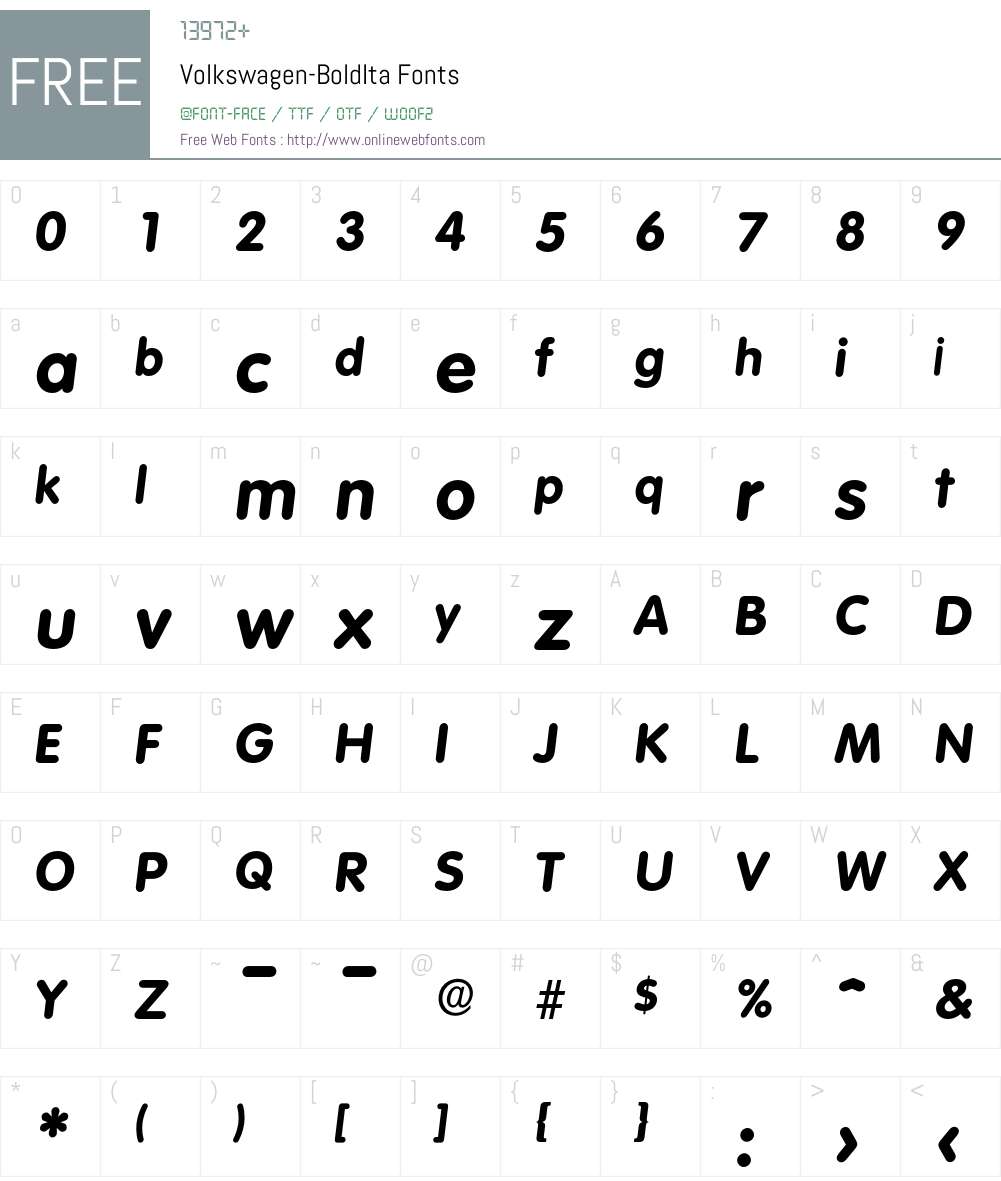 Volkswagen-BoldIta Font Screenshots