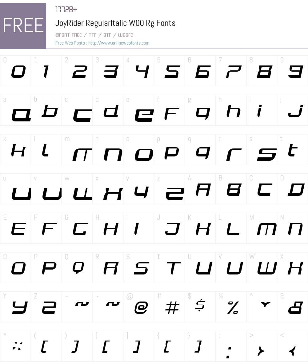 JoyRiderRegularItalicW00-Rg Font Screenshots