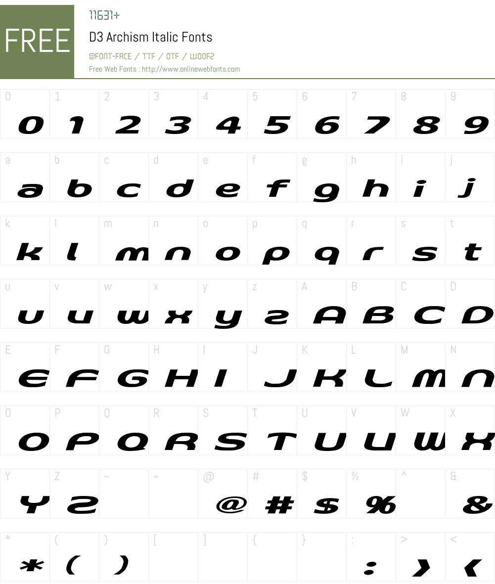 D3 Archism Italic Font Screenshots