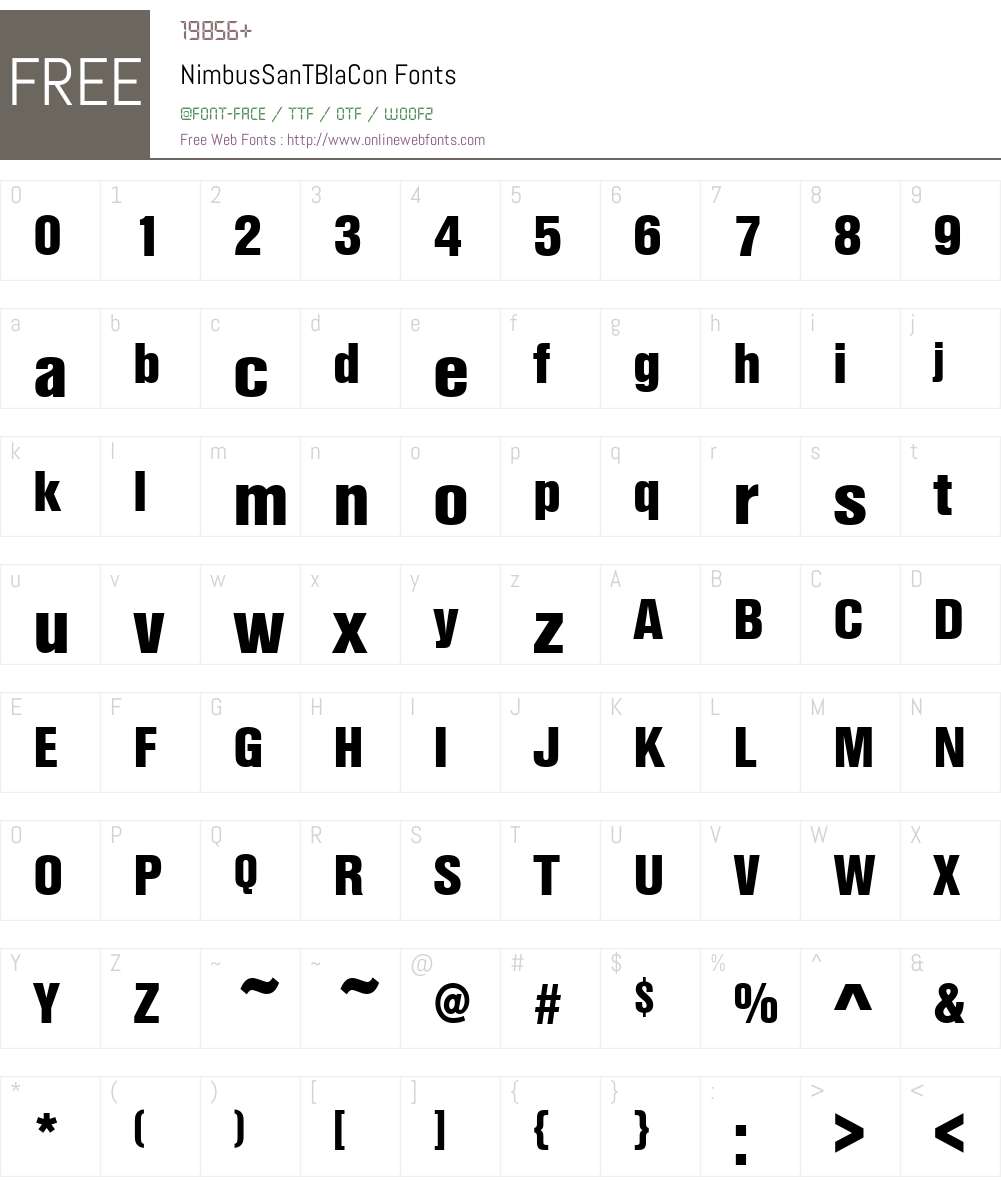 NimbusSanTBlaCon Font Screenshots
