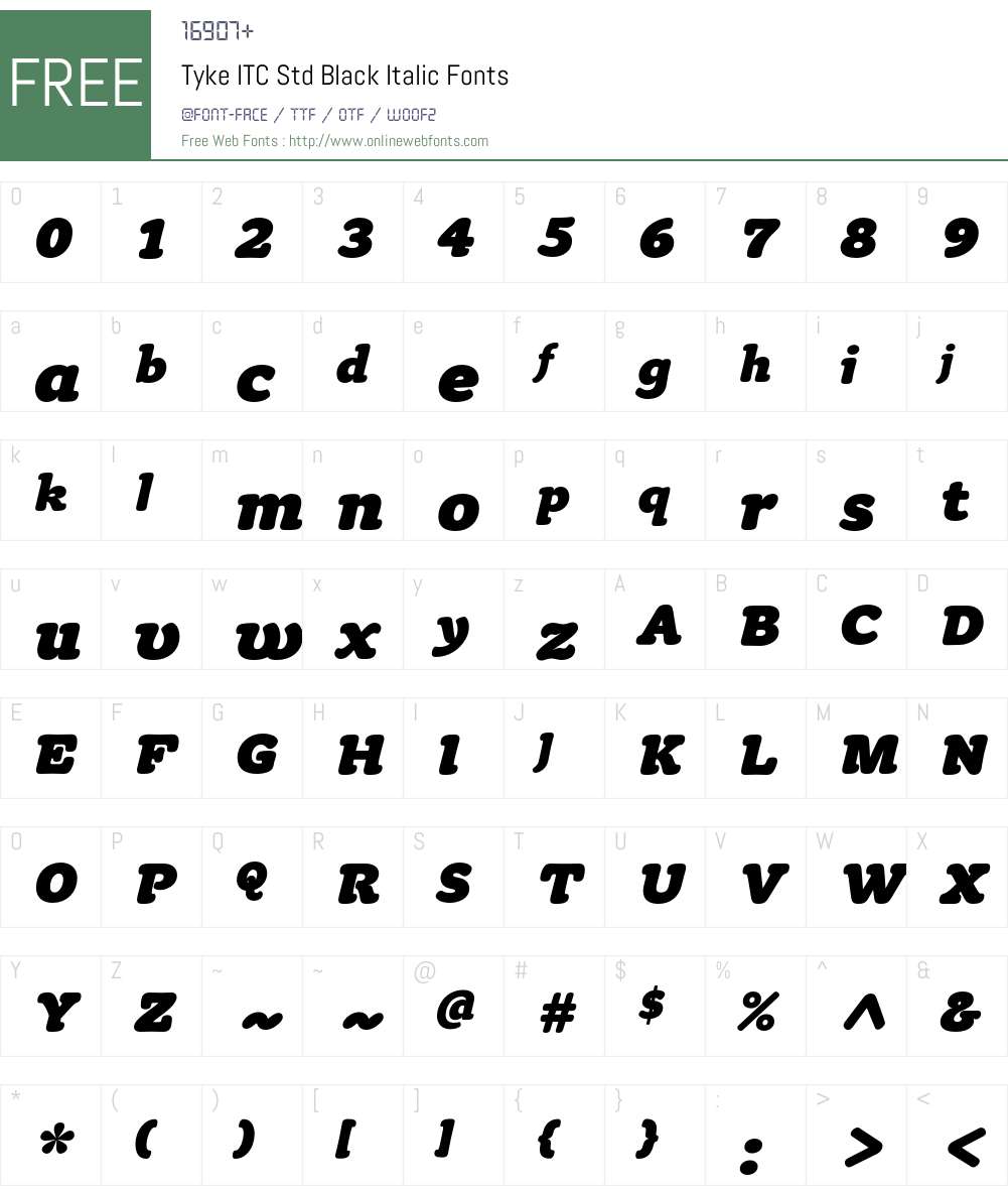 Tyke ITC Std Font Screenshots