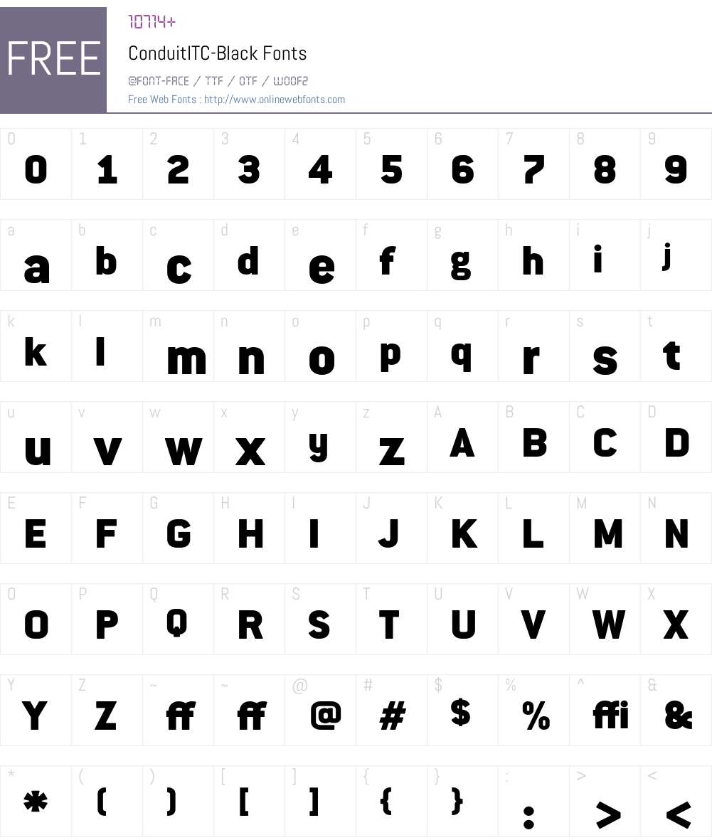 ConduitITC Font Screenshots