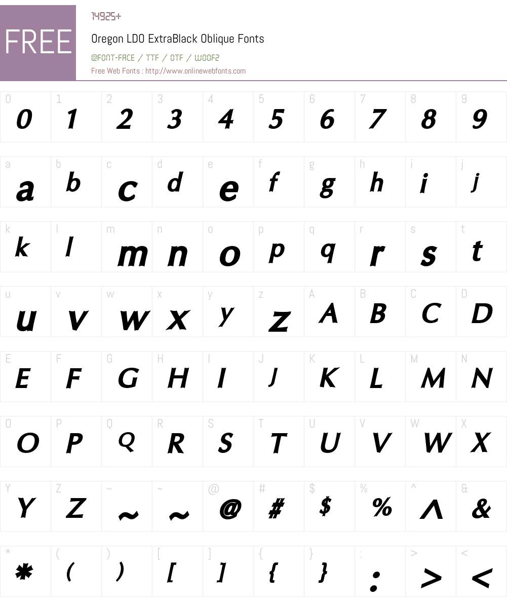 Oregon LDO Font Screenshots