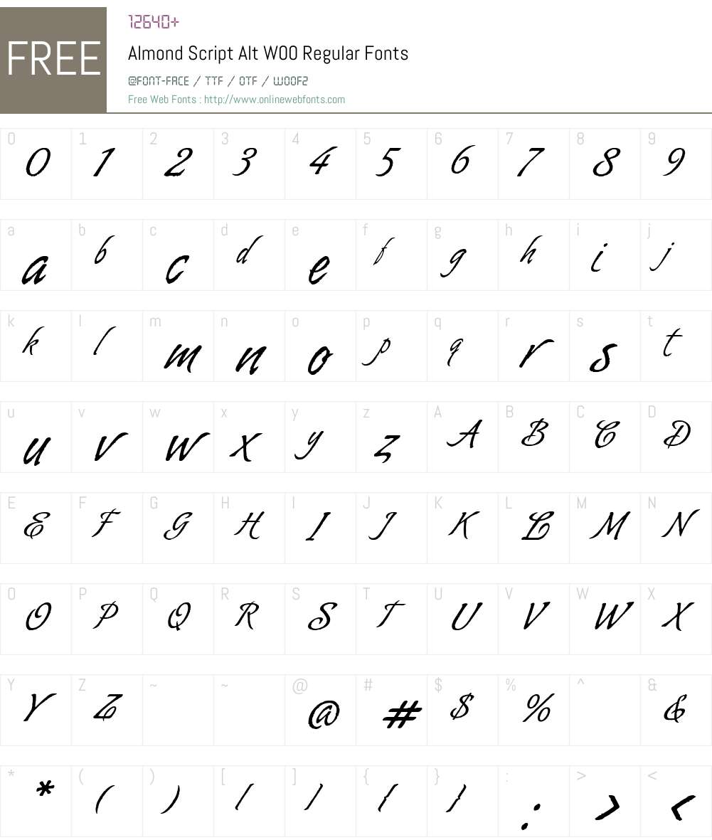 AlmondScriptAltW00-Regular Font Screenshots