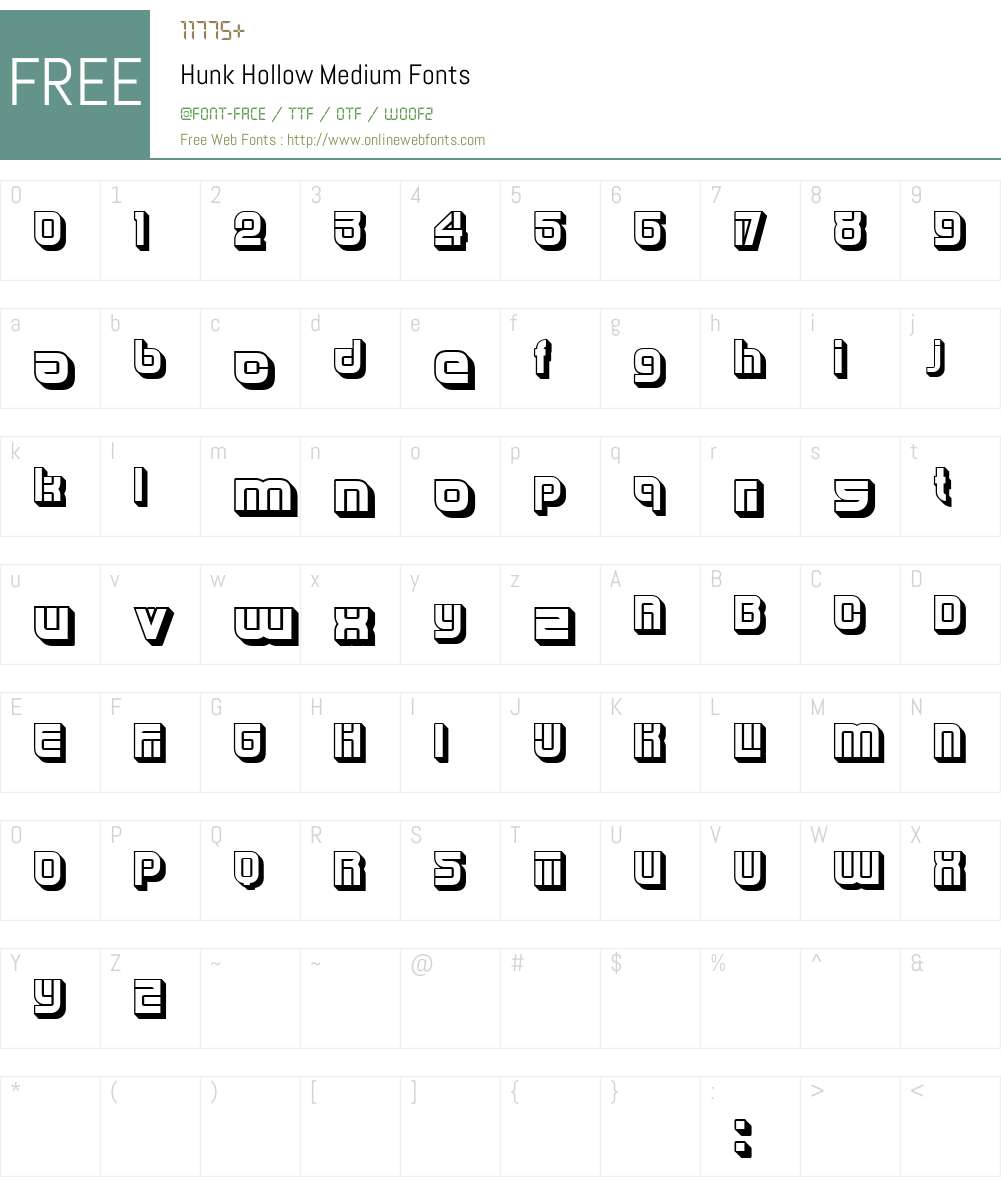 Hunk Hollow Font Screenshots