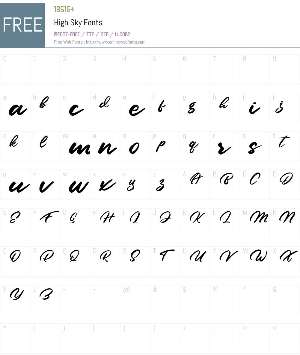 High Sky Font Screenshots